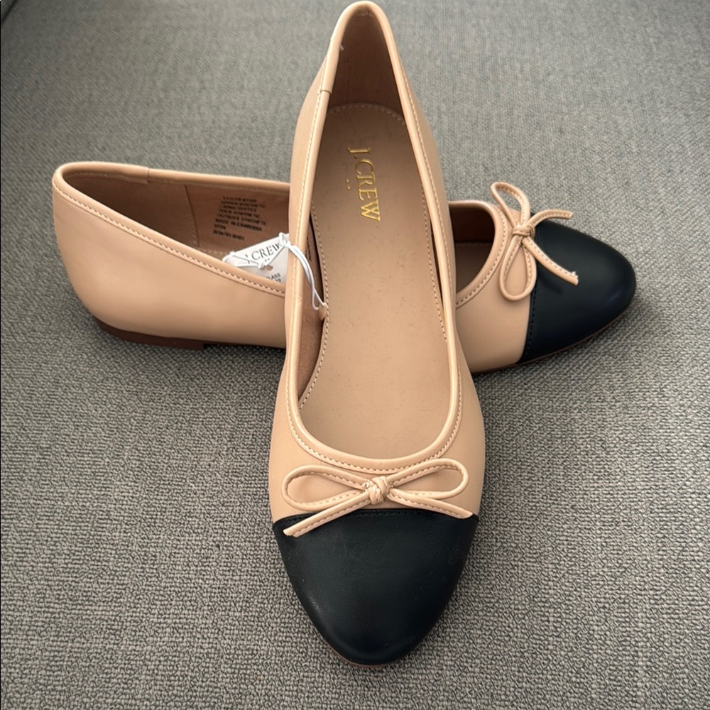 J. Crew Women's Tan and Black Ballet Flats